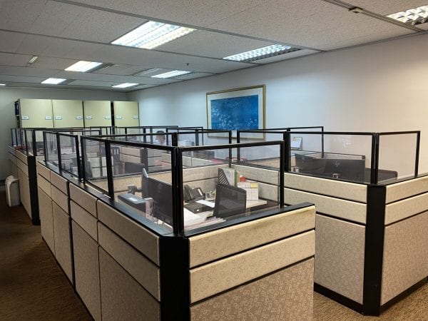 Sneeze Guards are placed inside the existing partitions.