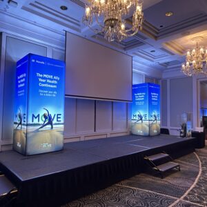 Freestanding lightbox display system tower for exhibition booths or stage backdrops